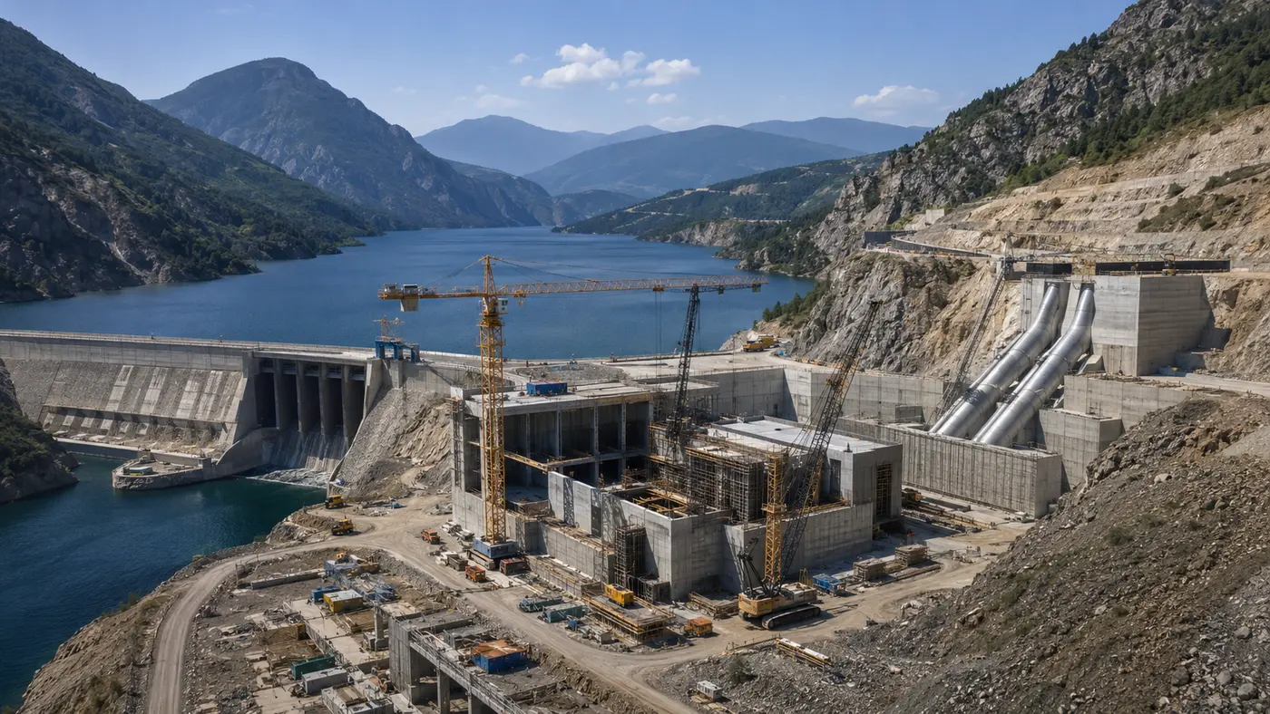 Conceptual view of the Kani Sib hydroelectric power project under construction